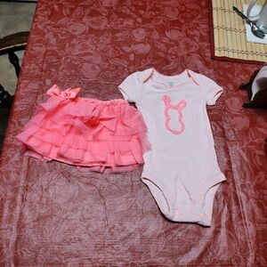 New Just One You Carter's Pink Bunny Skirt Set Size Girl's 3 Months